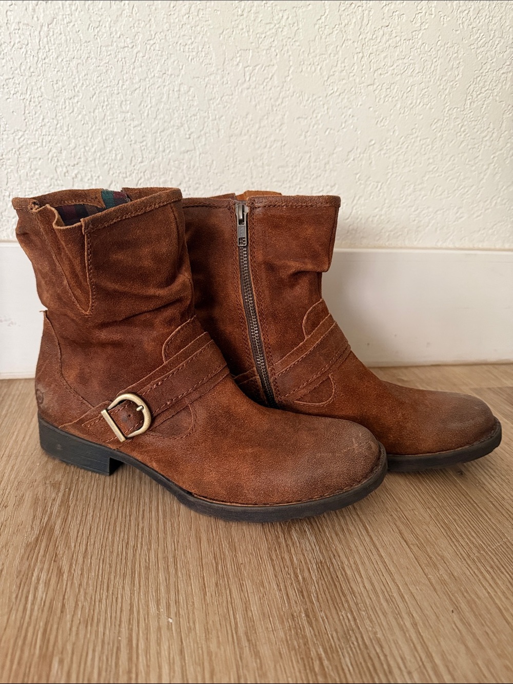 Born Brown Suede Ankle Boots with Side Buckle